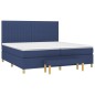 vidaXL Boxspringbett mit Matratze Blau 200x200 cm Stoff vidaXL Boxspringbett mit Matratze Blau 200x200 cm Stoff