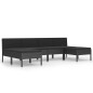 6-tlg. Garten-Lounge-Set mit Auflagen Poly Rattan Schwarz 6-tlg. Garten-Lounge-Set mit Auflagen Poly Rattan Schwarz