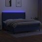 vidaXL Boxspringbett mit Matratze & LED Blau 200x200 cm Stoff vidaXL Boxspringbett mit Matratze & LED Blau 200x200 cm Stoff