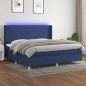vidaXL Boxspringbett mit Matratze & LED Blau 200x200 cm Stoff vidaXL Boxspringbett mit Matratze & LED Blau 200x200 cm Stoff