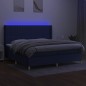 vidaXL Boxspringbett mit Matratze & LED Blau 200x200 cm Stoff vidaXL Boxspringbett mit Matratze & LED Blau 200x200 cm Stoff