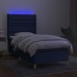 vidaXL Boxspringbett mit Matratze & LED Blau 100x200 cm Stoff vidaXL Boxspringbett mit Matratze & LED Blau 100x200 cm Stoff