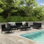 9-tlg. Garten-Lounge-Set mit Auflagen Poly Rattan Schwarz 9-tlg. Garten-Lounge-Set mit Auflagen Poly Rattan Schwarz