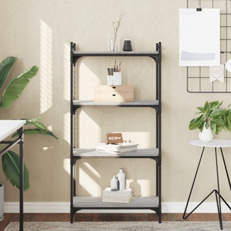 vidaXL Bücherregal 4 Böden Grau Sonoma 60x30x120 cm Holzwerkstoff