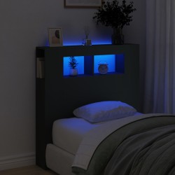 vidaXL LED-Kopfteil Schwarz 100x18,5x103,5 cm Holzwerkstoff