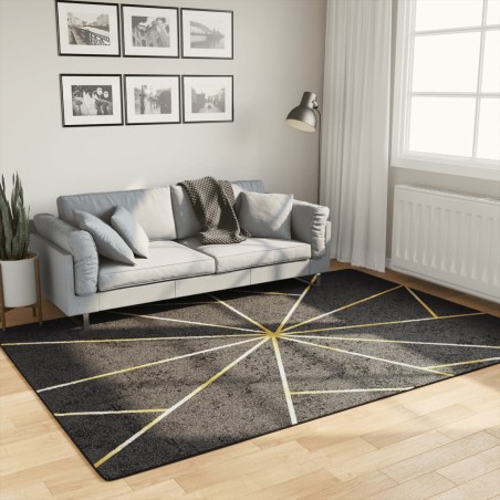 vidaXL Teppich Waschbar Schwarz und Golden 160x230 cm Rutschfest