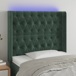 vidaXL LED Kopfteil Dunkelgrün 103x16x118/128 cm Samt