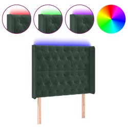 vidaXL LED Kopfteil Dunkelgrün 103x16x118/128 cm Samt