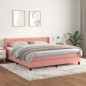vidaXL Boxspringbett mit Matratze Rosa 180x200 cm Samt vidaXL Boxspringbett mit Matratze Rosa 180x200 cm Samt
