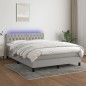 vidaXL Boxspringbett mit Matratze & LED Hellgrau 140x200 cm Stoff vidaXL Boxspringbett mit Matratze & LED Hellgrau 140x200 cm Stoff