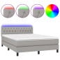 vidaXL Boxspringbett mit Matratze & LED Hellgrau 140x200 cm Stoff vidaXL Boxspringbett mit Matratze & LED Hellgrau 140x200 cm Stoff