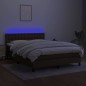 vidaXL Boxspringbett mit Matratze & LED Dunkelbraun 140x190 cm Stoff vidaXL Boxspringbett mit Matratze & LED Dunkelbraun 140x190 cm Stoff