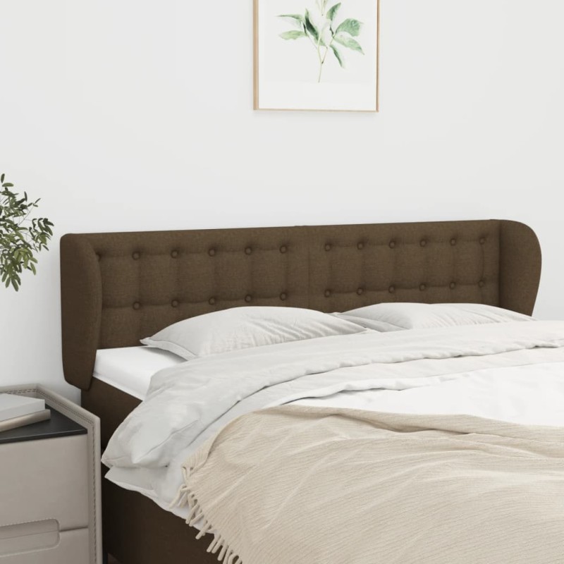 vidaXL Kopfteil mit Ohren Dunkelbraun 147x23x78/88 cm Stoff vidaXL Kopfteil mit Ohren Dunkelbraun 147x23x78/88 cm Stoff