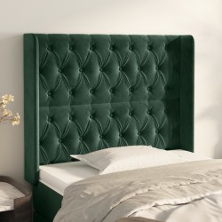 vidaXL Kopfteil mit Ohren Dunkelgrün 103x16x118/128 cm Samt