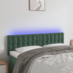 vidaXL LED Kopfteil Dunkelgrün 144x5x78/88 cm Samt