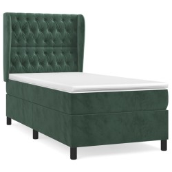 vidaXL Boxspringbett mit Matratze Dunkelgrün 100x200 cm Samt