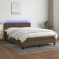 vidaXL Boxspringbett mit Matratze & LED Dunkelbraun 140x200 cm Stoff vidaXL Boxspringbett mit Matratze & LED Dunkelbraun 140x200 cm Stoff