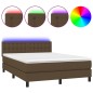 vidaXL Boxspringbett mit Matratze & LED Dunkelbraun 140x200 cm Stoff vidaXL Boxspringbett mit Matratze & LED Dunkelbraun 140x200 cm Stoff