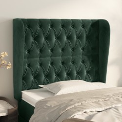 vidaXL Kopfteil mit Ohren Dunkelgrün 103x23x118/128 cm Samt