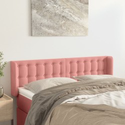 vidaXL Kopfteil mit Ohren Rosa 147x16x78/88 cm Samt