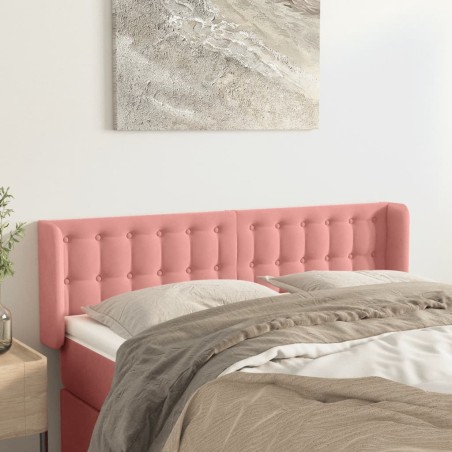 vidaXL Kopfteil mit Ohren Rosa 147x16x78/88 cm Samt