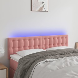 vidaXL LED Kopfteil Rosa 144x5x78/88 cm Samt
