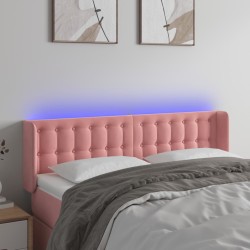vidaXL LED Kopfteil Rosa 147x16x78/88 cm Samt