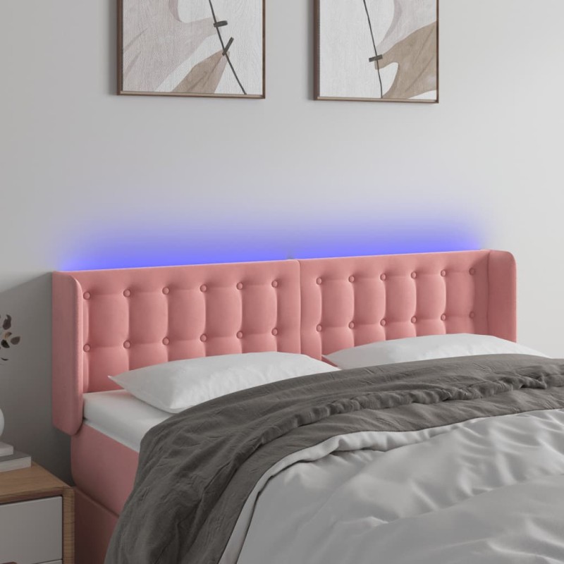 vidaXL LED Kopfteil Rosa 147x16x78/88 cm Samt vidaXL LED Kopfteil Rosa 147x16x78/88 cm Samt
