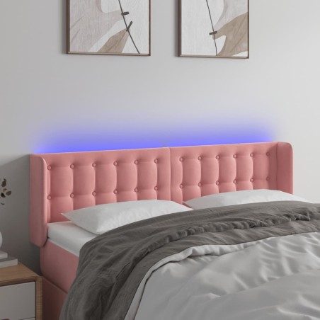 vidaXL LED Kopfteil Rosa 147x16x78/88 cm Samt