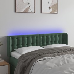 vidaXL LED Kopfteil Dunkelgrün 147x16x78/88 cm Samt