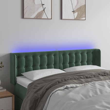 vidaXL LED Kopfteil Dunkelgrün 147x16x78/88 cm Samt