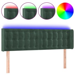 vidaXL LED Kopfteil Dunkelgrün 147x16x78/88 cm Samt