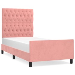 vidaXL Bettgestell mit Kopfteil Rosa 90x190 cm Samt
