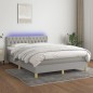 vidaXL Boxspringbett mit Matratze & LED Hellgrau 140x200 cm Stoff vidaXL Boxspringbett mit Matratze & LED Hellgrau 140x200 cm Stoff