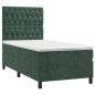 vidaXL Boxspringbett mit Matratze & LED Dunkelgrün 100x200 cm Samt vidaXL Boxspringbett mit Matratze & LED Dunkelgrün 100x200 cm Samt