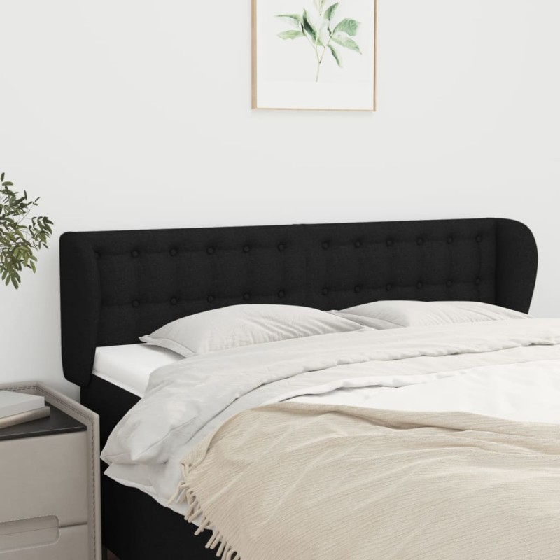vidaXL Kopfteil mit Ohren Schwarz 147x23x78/88 cm Stoff vidaXL Kopfteil mit Ohren Schwarz 147x23x78/88 cm Stoff