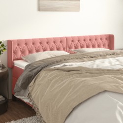 vidaXL Kopfteil mit Ohren Rosa 183x16x78/88 cm Samt