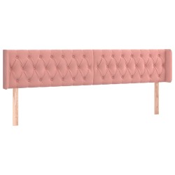 vidaXL Kopfteil mit Ohren Rosa 183x16x78/88 cm Samt