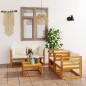 5-tlg. Garten-Lounge-Set mit Auflagen Creme Massivholz Akazie 5-tlg. Garten-Lounge-Set mit Auflagen Creme Massivholz Akazie