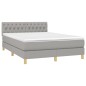vidaXL Boxspringbett mit Matratze Hellgrau 140x190 cm Stoff vidaXL Boxspringbett mit Matratze Hellgrau 140x190 cm Stoff