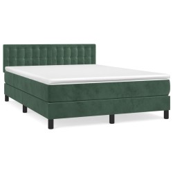 vidaXL Boxspringbett mit Matratze Dunkelgrün 140x200 cm Samt