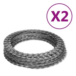 vidaXL Stacheldraht 2 Stk. Concertina-Draht Verzinkter Stahl 100 m