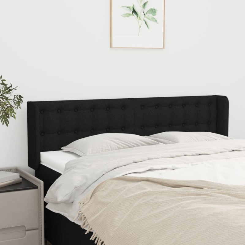 vidaXL Kopfteil mit Ohren Schwarz 147x16x78/88 cm Stoff vidaXL Kopfteil mit Ohren Schwarz 147x16x78/88 cm Stoff