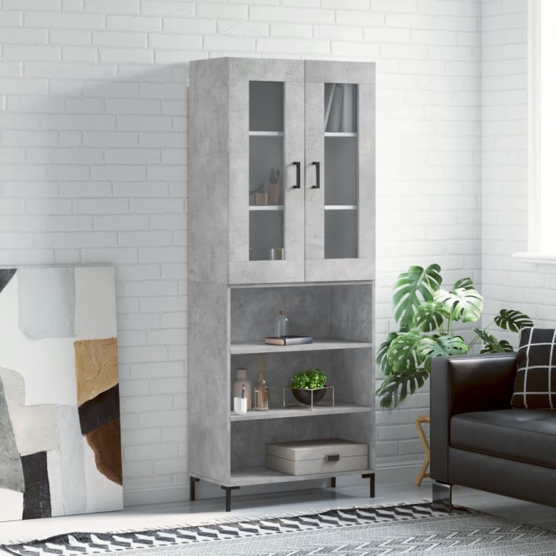 Highboard Betongrau 69,5x34x180 cm Holzwerkstoff Highboard Betongrau 69,5x34x180 cm Holzwerkstoff