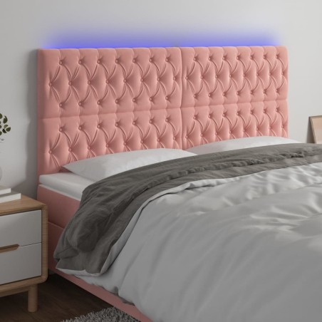 vidaXL LED Kopfteil Rosa 180x7x118/128 cm Samt