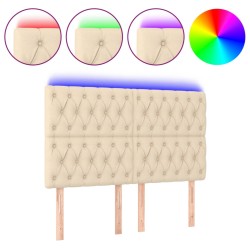 vidaXL LED Kopfteil Creme 144x7x118/128 cm Stoff
