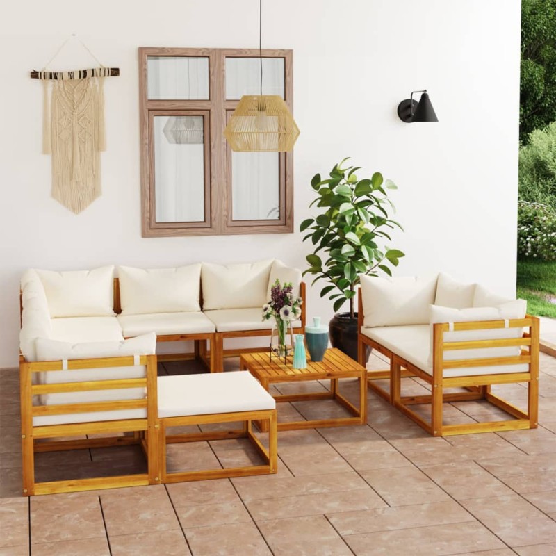 vidaXL 10-tlg. Garten-Lounge-Set mit Auflagen Creme Massivholz Akazie vidaXL 10-tlg. Garten-Lounge-Set mit Auflagen Creme Massivholz Akazie