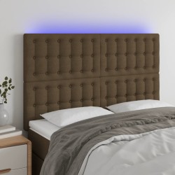 vidaXL LED Kopfteil Dunkelbraun 144x5x118/128 cm Stoff