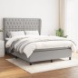 vidaXL Boxspringbett mit Matratze Hellgrau 140x200 cm Stoff vidaXL Boxspringbett mit Matratze Hellgrau 140x200 cm Stoff