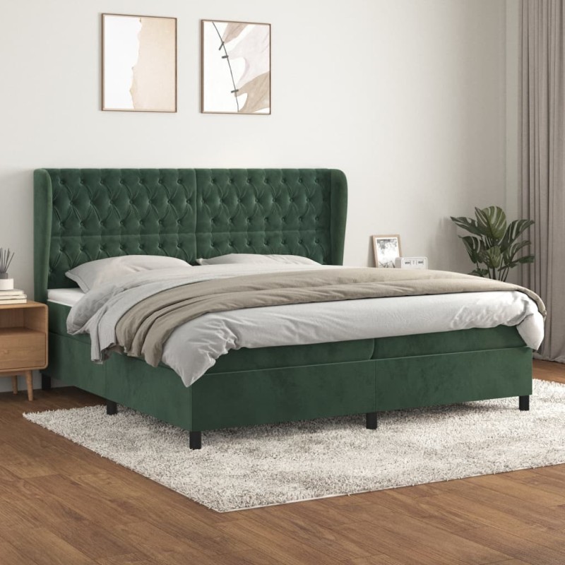 vidaXL Boxspringbett mit Matratze Dunkelgrün 200x200 cm Samt vidaXL Boxspringbett mit Matratze Dunkelgrün 200x200 cm Samt